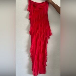 Long, classy red dress